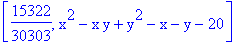 [15322/30303, x^2-x*y+y^2-x-y-20]